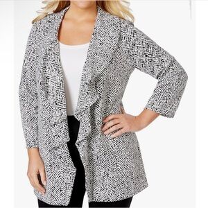 *CALVIN KLEIN* Women's Intarsia Knit Ruffled Open Cardigan